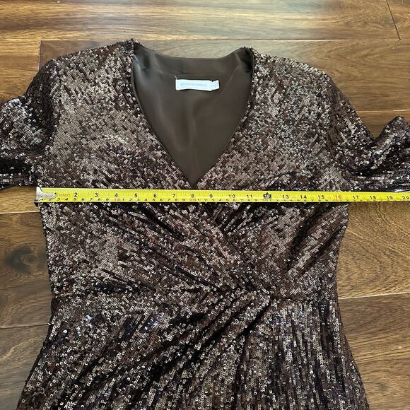 Jonathan Simkhai Monty wrap effect sequin mini dress size 6 brown - Picture 13 of 16